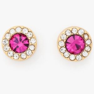 Kate Spade Fuchsia and Gold Crystal Earrings